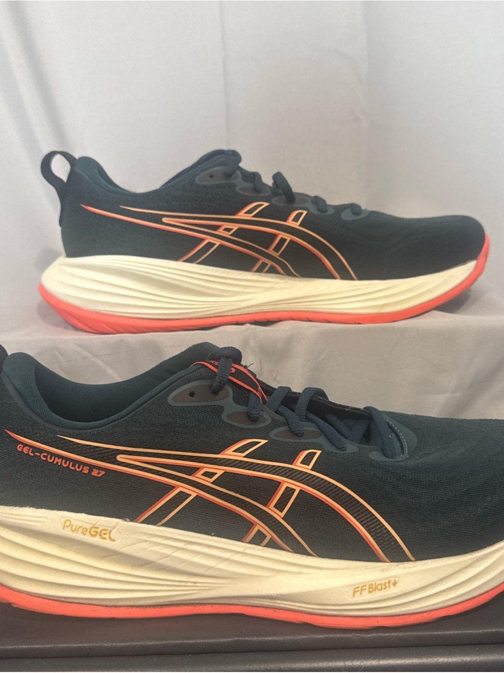 Asics Gel-Nimbus 27 Mens Size 11.5 green orange Athletic Running Shoes Sneakers